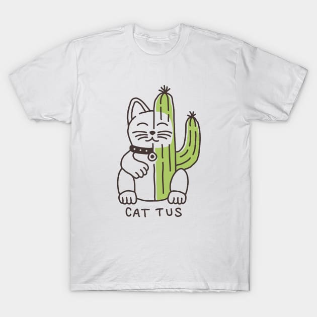 Cat Tus Cat Cactus T-Shirt by VEKTORKITA